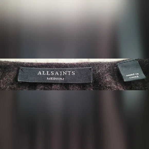 AllSaints Brown Wool Alpaca Blend Margo Knit Ribbed Midi Dress | Size Small - Picture 4 of 5